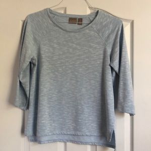 Ladies Chico’s Light Blue 3/4 sleeve top Size 1